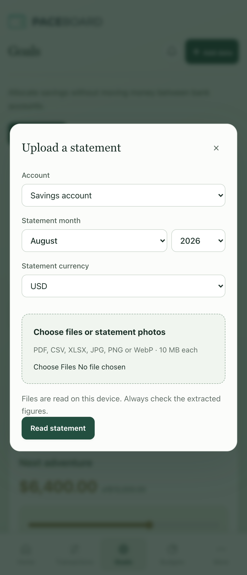 Upload a photo or statement